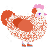 A white and vermilion chicken with a double-lace pattern