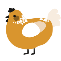 A orange and cream chicken with a neck-speckle pattern