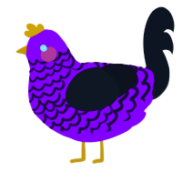A plum and sable chicken with a lace pattern