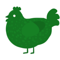 A leaf chicken with a speckle pattern