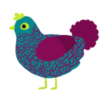 A teal and wine chicken with a double-lace pattern