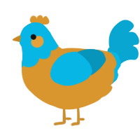 A orange and cerulean chicken with a head pattern