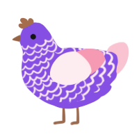 A blurple and rose chicken with a lace pattern