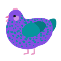 (unnamed), a blurple and teal chicken with a speckle pattern