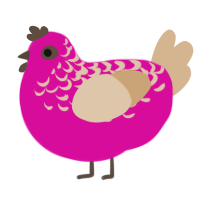 mineave, a fuchsia and beige chicken with a half-lace pattern