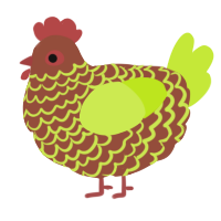 MariMari, a russet and lime chicken with a lace pattern