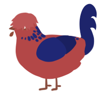 (unnamed), a red and navy chicken with a neck-speckle pattern