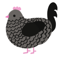 A grey and black chicken with a lace pattern