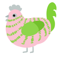 A rose and grass chicken with a bar pattern