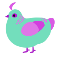 A mint and orchid chicken with a neck-band pattern