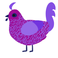 A plum and blurple chicken with a double-lace pattern