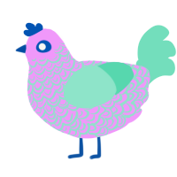 A lavender and mint chicken with a double-lace pattern