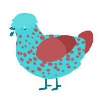 GetInto Hypnosis Mic, a aqua and red chicken with a speckle pattern