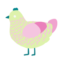 A apple and pink chicken with a lace pattern