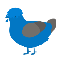 two birds on a wire, a sapphire and grey chicken