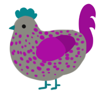 A ash and plum chicken with a speckle pattern