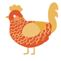 A vermilion and honey chicken with a lace pattern