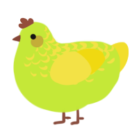 A lime and yellow chicken with a half-lace pattern