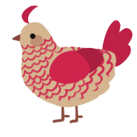 Cranberry, a beige and crimson chicken with a lace pattern