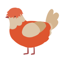 (unnamed), a vermilion and beige chicken with a head pattern