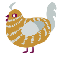 The Cardinal, a gold and silver chicken with a bar pattern