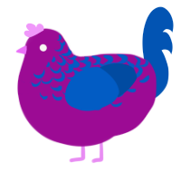 A plum and ultramarine chicken with a half-lace pattern