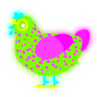 Uranium, a grass and orchid chicken with a speckle pattern
