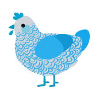 Misty, a mist and sky chicken with a double-lace pattern