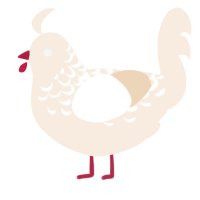 A cream chicken with a half-lace pattern