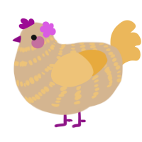 Breadcrumbs, a beige and honey chicken with a bar pattern