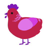 A crimson and orchid chicken with a neck-band pattern