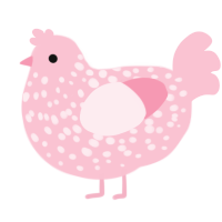 A rose chicken with a speckle pattern