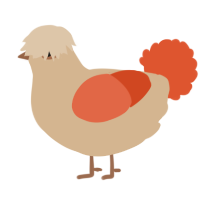Carrot Sticks, a beige and vermilion chicken