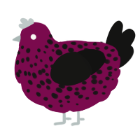 (unnamed), a wine and black chicken with a speckle pattern