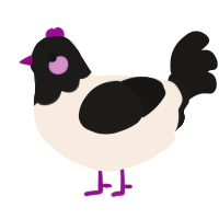 A cream and sable chicken with a head pattern