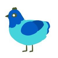 The Horrors, a aqua and ultramarine chicken with a head pattern