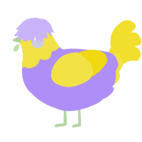 A lilac and yellow chicken with a head pattern