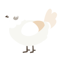A white and cream chicken with a head pattern