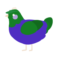 luigi, a indigo and leaf chicken with a head pattern