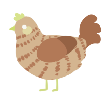 A beige and brown chicken with a bar pattern