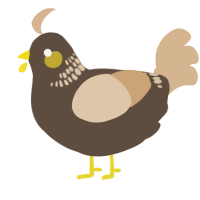 A bark and beige chicken with a neck-band pattern