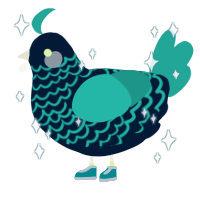 A tumblr and turquoise chicken with a lace pattern