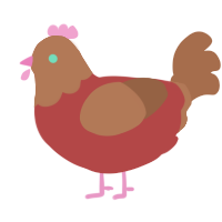 A red and brown chicken with a head pattern