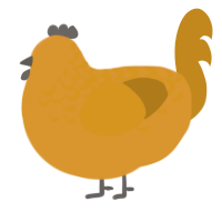 A orange and ochre chicken with a half-lace pattern
