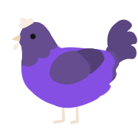 Morao, a blurple and overcast chicken with a head pattern