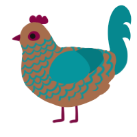 (unnamed), a brown and teal chicken with a lace pattern