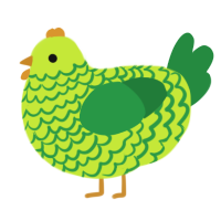 Ectoplasm, a lime and viridian chicken with a lace pattern