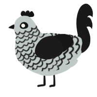 Lupophobia, a silver and sable chicken with a lace pattern
