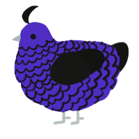 Osmophobia, a indigo and black chicken with a lace pattern