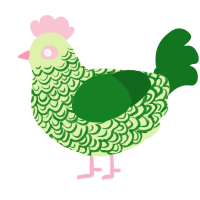 Basilic, a apple and leaf chicken with a double-lace pattern